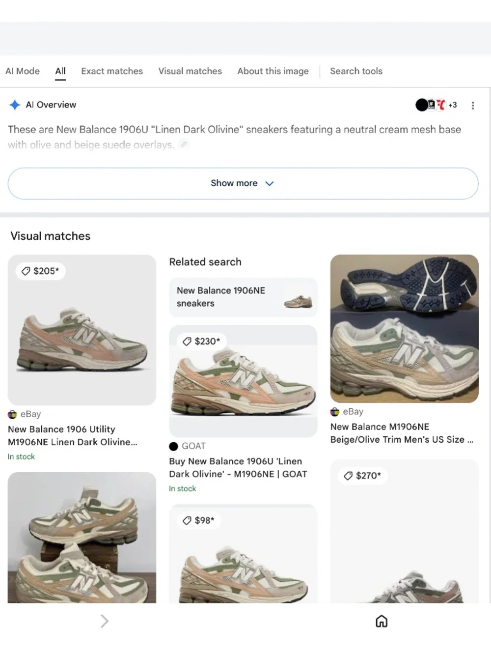 New Balance 1906 Utility M1906NE Linen Dark Olivine sz 8 - like new